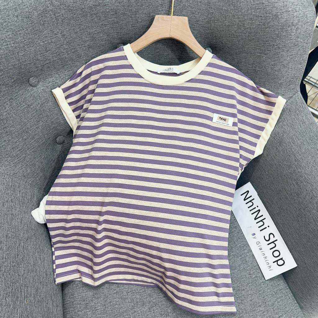 Áo thun kẻ ngang tay hến form vừa người cổ tròn AT6301 - NhiNhi Shop