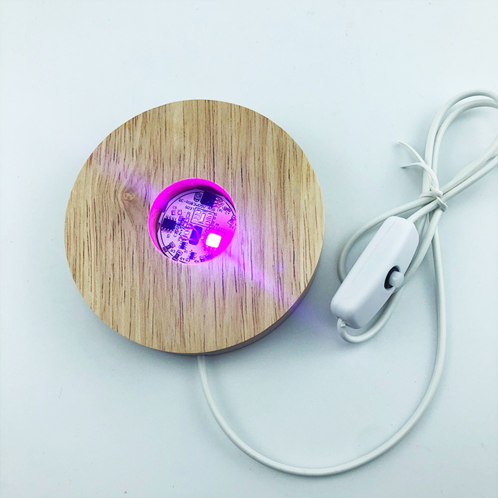 MAYSHOW Gift Wooden Lighted Base Stand Night Light Color Changing Display Base for|Ball Home Decor Round Romantic LED Lights