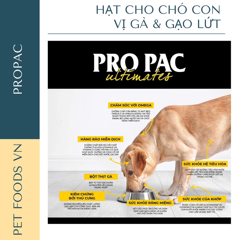 Hạt cho chó con PROPAC Puppy Chicken &amp; Brown Rice 2,5kg vị Gà &amp; Gạo Lứt