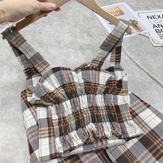 SET ÁO 2 DÂY LIỀN QUẦN CARO