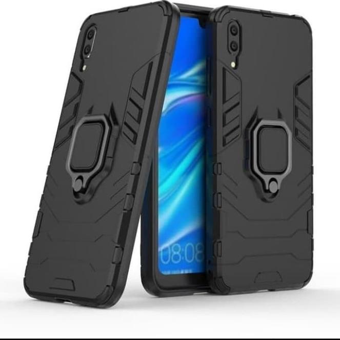 Ốp Điện Thoại Siêu Mỏng Kiểu Giáp Báo Đen Chống Sốc Kèm Giá Đỡ Cho Huawei Honor 8a