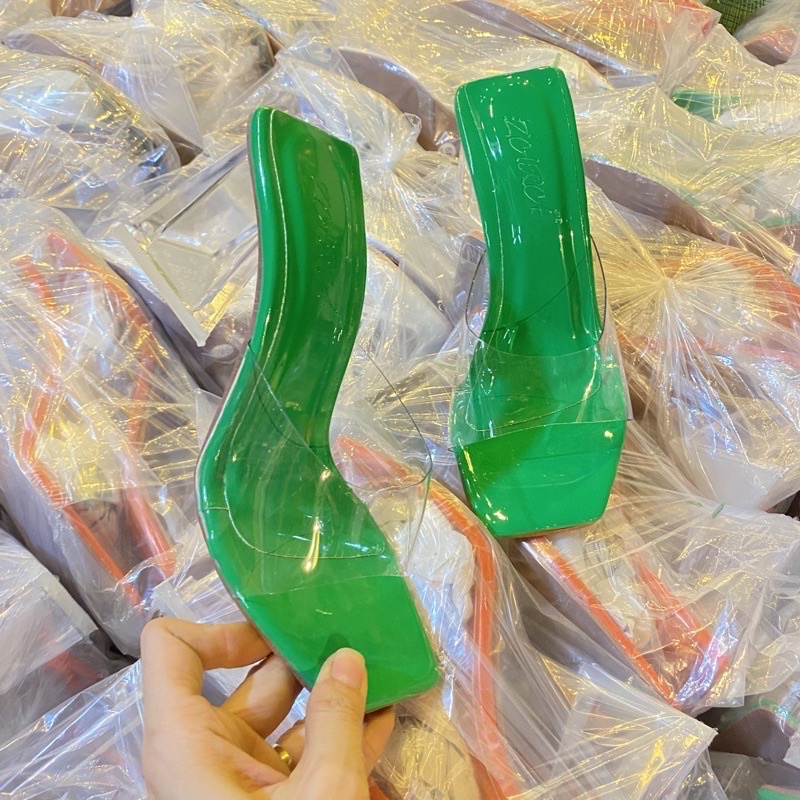Giày gót tam giác quai bản MIKA gót trong suốt xinh xắn hót