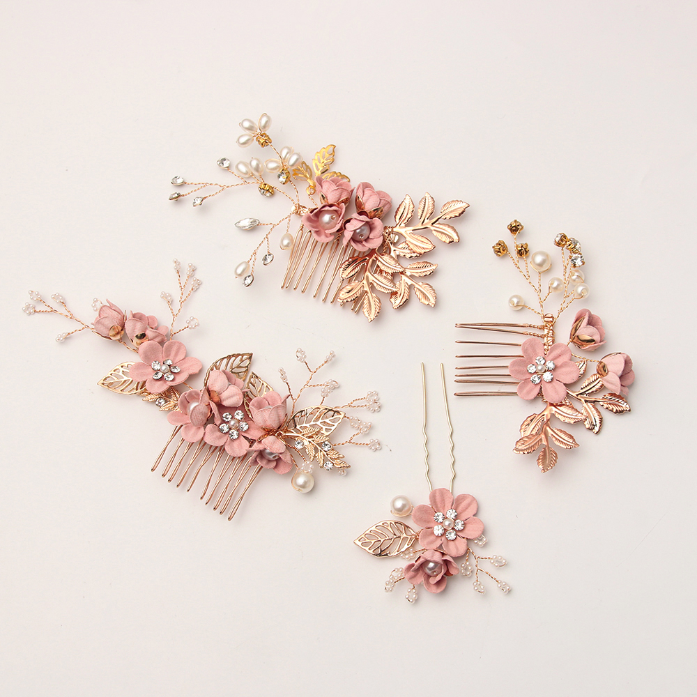 Lược cài tóc hình hoa lá sang trọng cho cô dâu