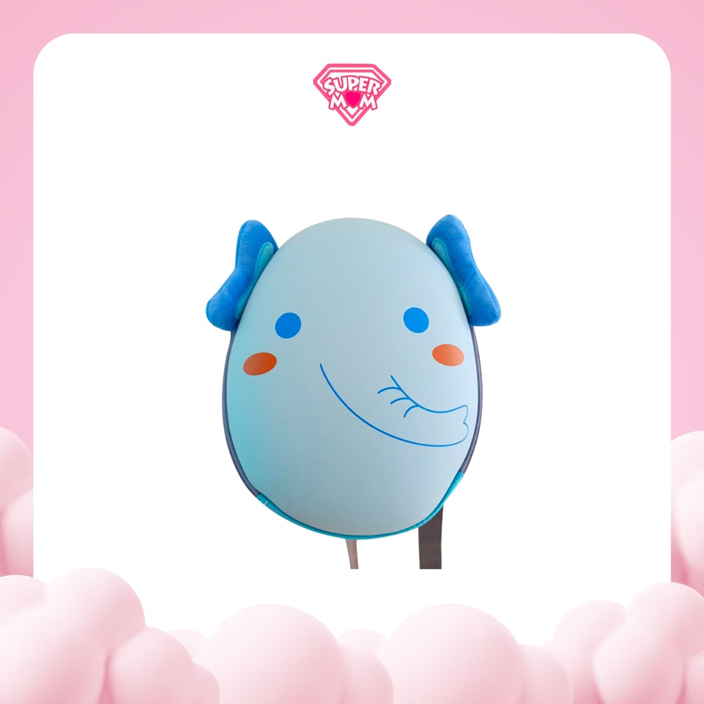 Balo vỏ trứng 3D hình chú voi xanh đáng yêu cho bé - Supermom & Baby Corner