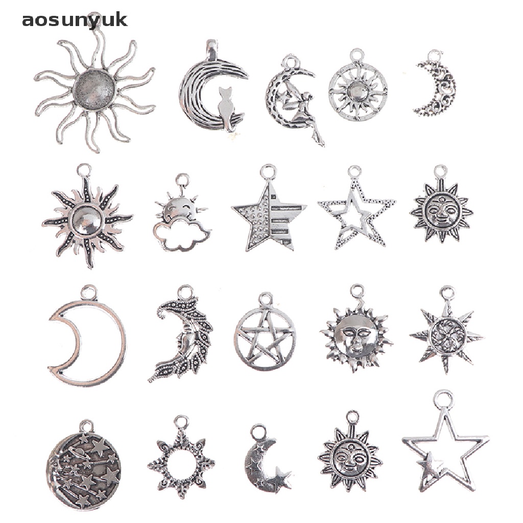 70pcs Sun Moon Stars Charms Pendant For Diy Jewelry Necklace Bracelet Making .
