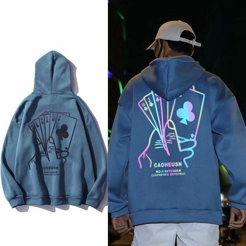 Áo hoodie nam nữ in phản quang nhiều màu nhiều kiểu, mẫu áo khoác nỉ có mũ chống lạnh thời trang thu đông