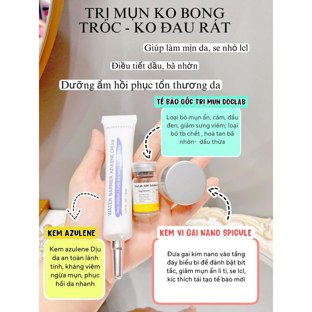 Combo Kem AZULENE 30ml + 1 ống Tế bào gốc mụn DOCLAB 5ml + kem vi gai nano SPICULE chiết 10ml Hàn Quốc