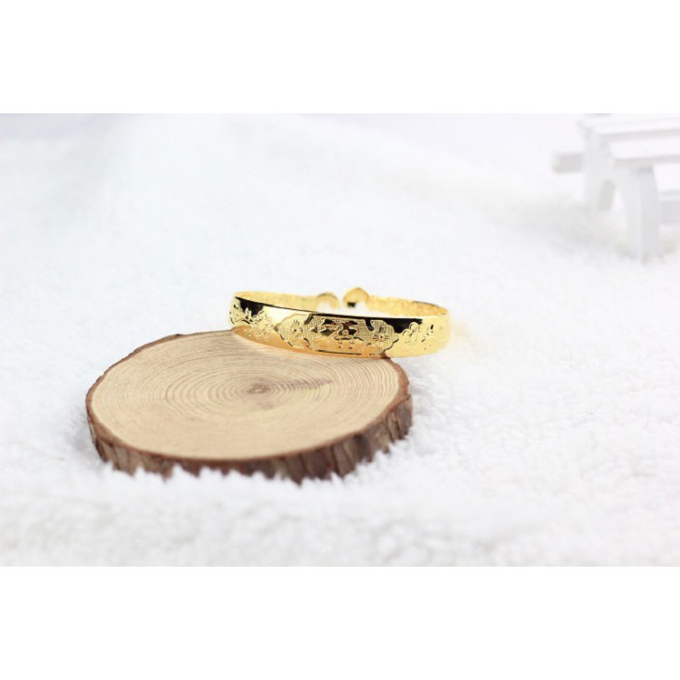 Lắc tay Nữ, Mạ vàng 18K, Khắc Chữ Phước, Free size, đeo hoặc làm quà tặng, kèm hộp đựng(loại tiệm vàng dùng)