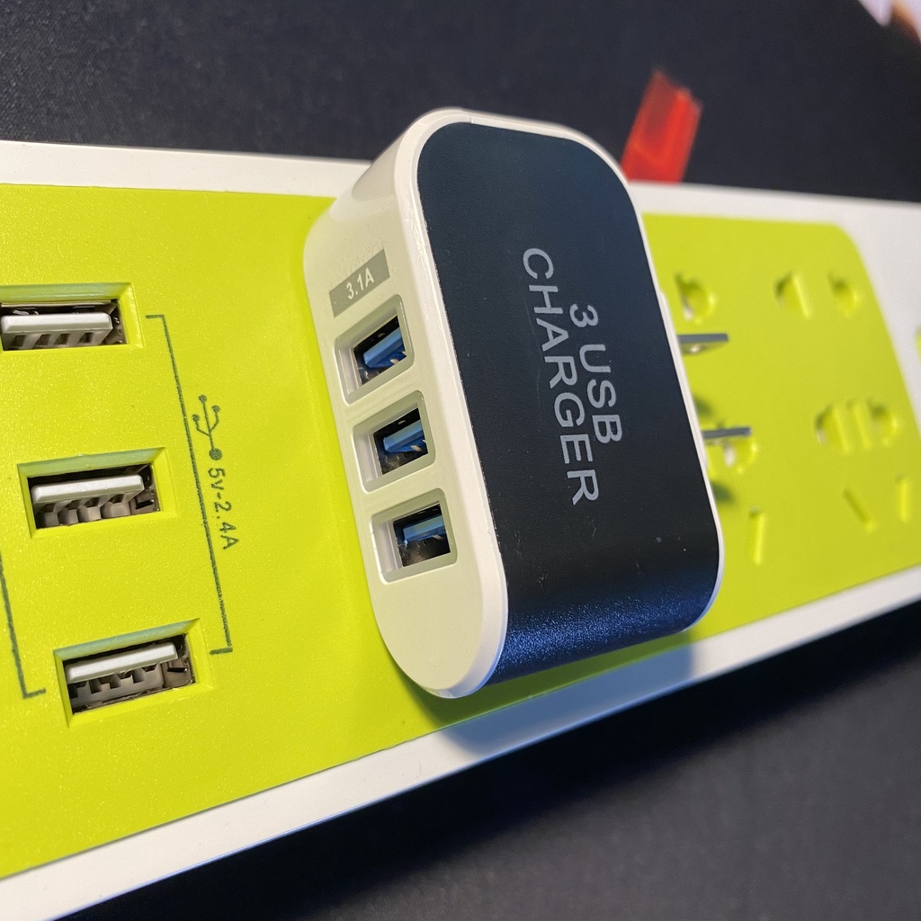 Củ Sạc Nhanh Chia Ba Cổng Kết Nối USB nguồn 3.1A tiện Ích.