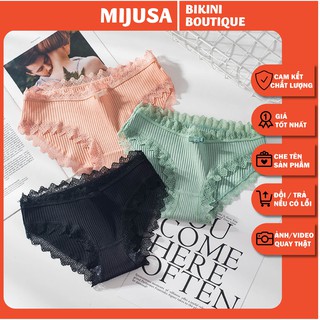 Quần Lót Nữ Viền Ren Gân Tăm Cotton Cao Cấp Dễ Thương Điệu Đà - mijusa QL22