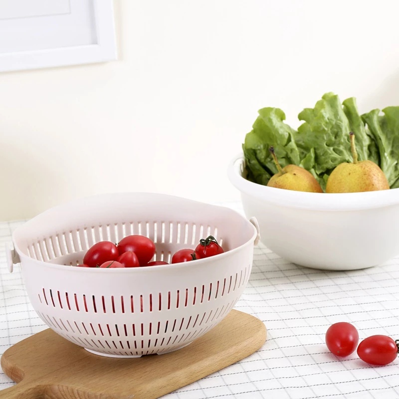 Rổ Rửa Rau Củ Quả Hai Lớp Bằng Nhựa Đa Năng