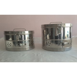 Hộp hấp bông ,băng y tế  tròn inox nhiều sai