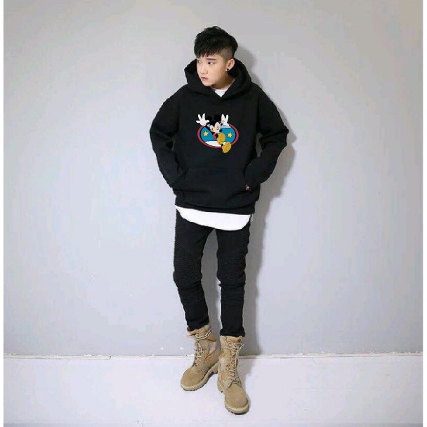 [Gió mùa về] Áo nỉ Hoodie thu đông chuột Mickey form suông rộng unisex cổ tròn, chất nỉ bông siêu ấm áo hoạt hình | BigBuy360 - bigbuy360.vn