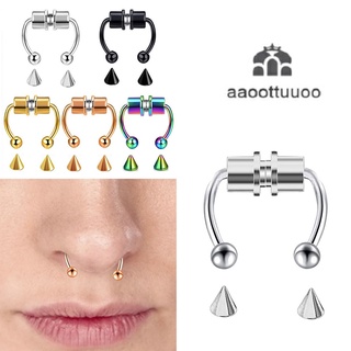 Khuyên xỏ mũi nam châm bằng thép không gỉ dạng tròn 11 màu sắc tùy chọn cá tính