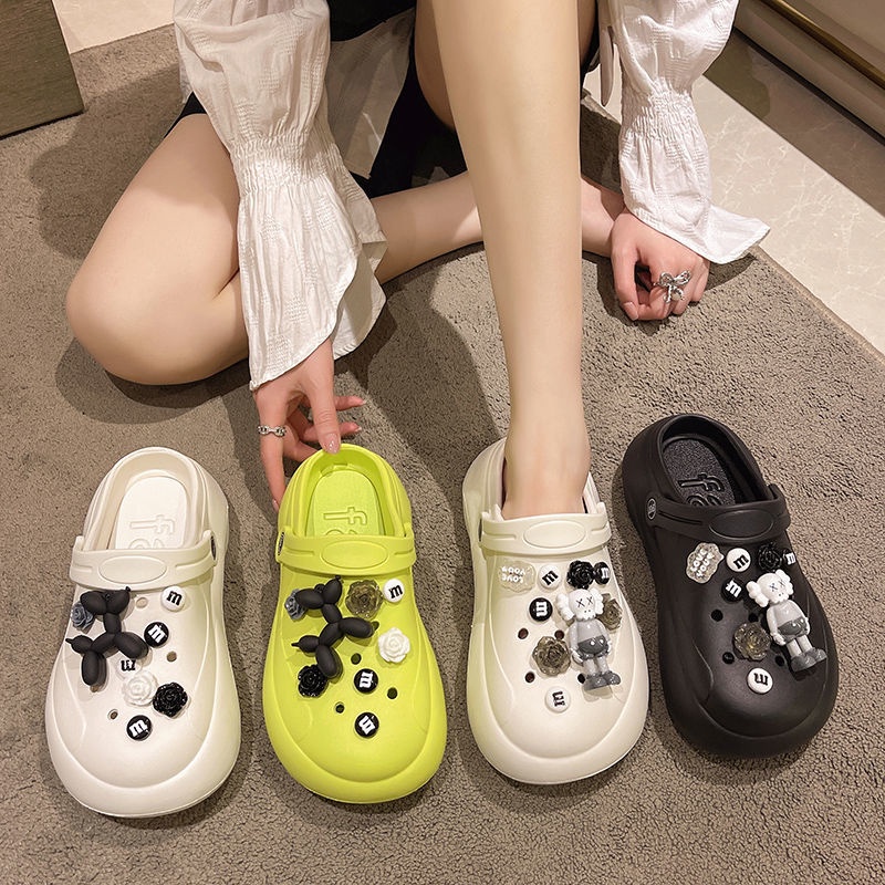 Lingmeisnow Dép Sandal Đế Dày Hai Lỗ Chống Trượt Phong Cách Hàn Quốc Thời Trang Mùa Hè Đi Biển Cho Nữ