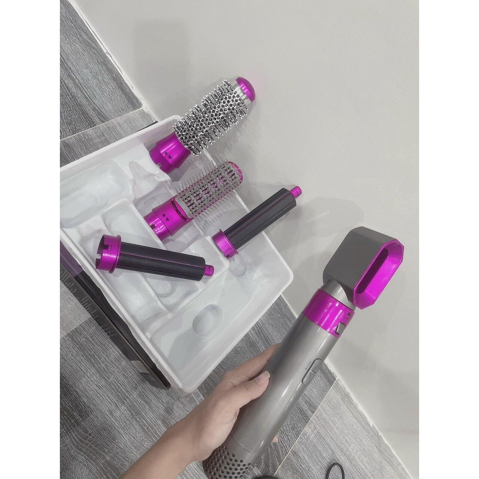 Máy Sấy Tóc 5in1 Đa Năng Sấy Tóc, Uốn Tóc Và Duỗi Thẳng Tặng Kèm 5 Đầu. Lược Điện Chải Tóc Xịn