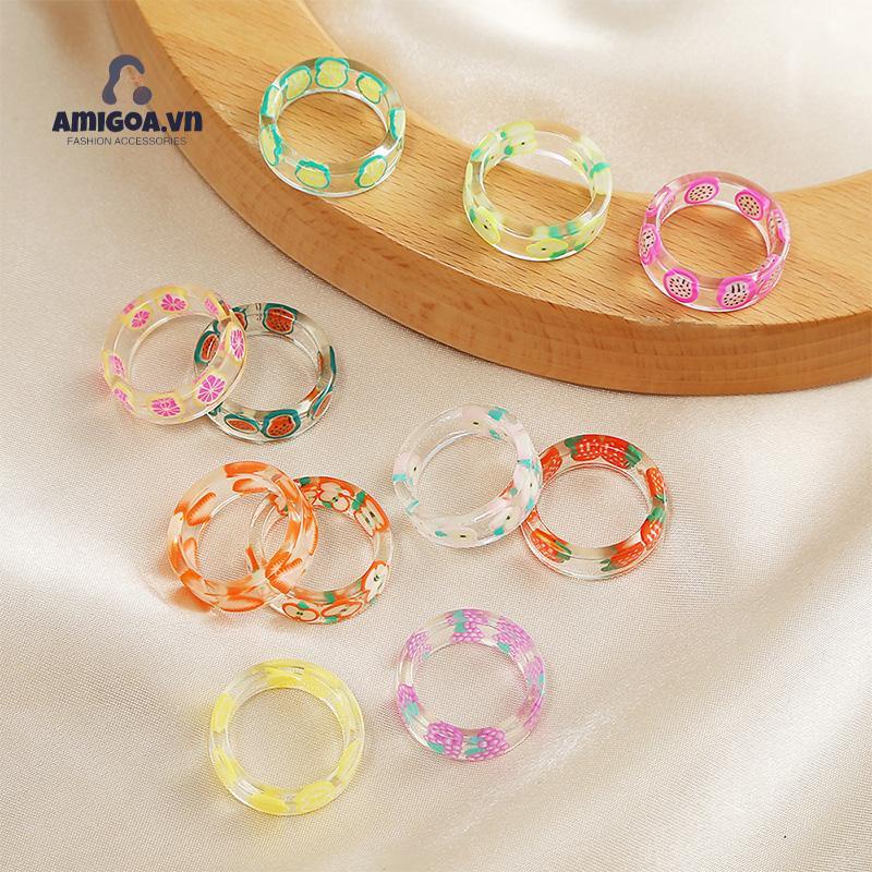 ✨✨Nhẫn Nhựa 100% Chính Hãng Họa Tiết Trái Cây Thời Trang Xinh Xắn Cho Nữ