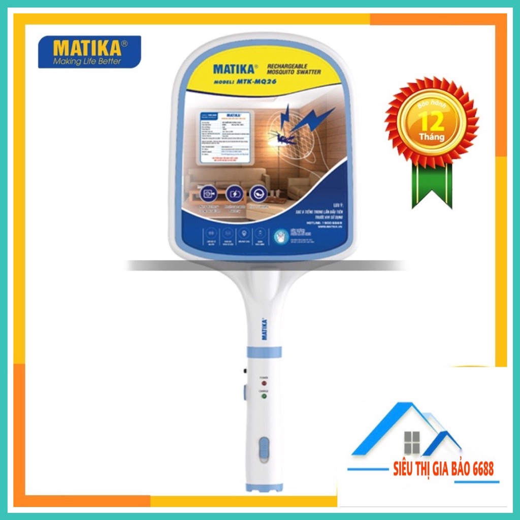 VỢT MUỖI ĐIỆN MATIKA MTK-MQ26 sắc xanh nhạt tinh tế