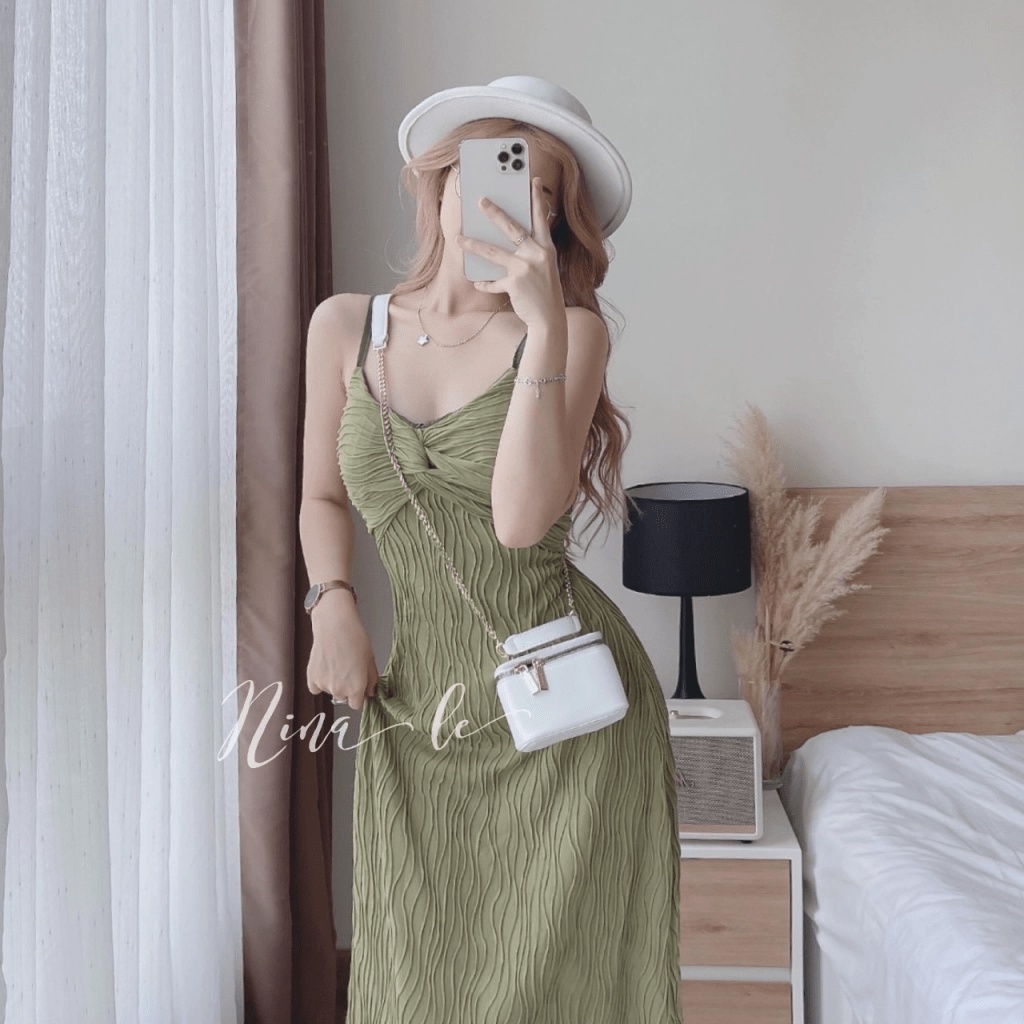 ĐẦM THUN SÓNG HAI DÂY THIẾT KẾ HAI LỚP DÁNG SUÔNG THEO FORM MẶC LÀ XINH CỰC HOT UP