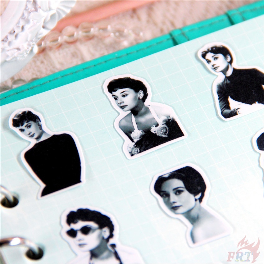 ★★★ Audrey Hepburn Q-1 Classical Black &amp; White Diary Manual Stikers ★★★ 50pcs/set DIY Fashion Album Decor Stikers