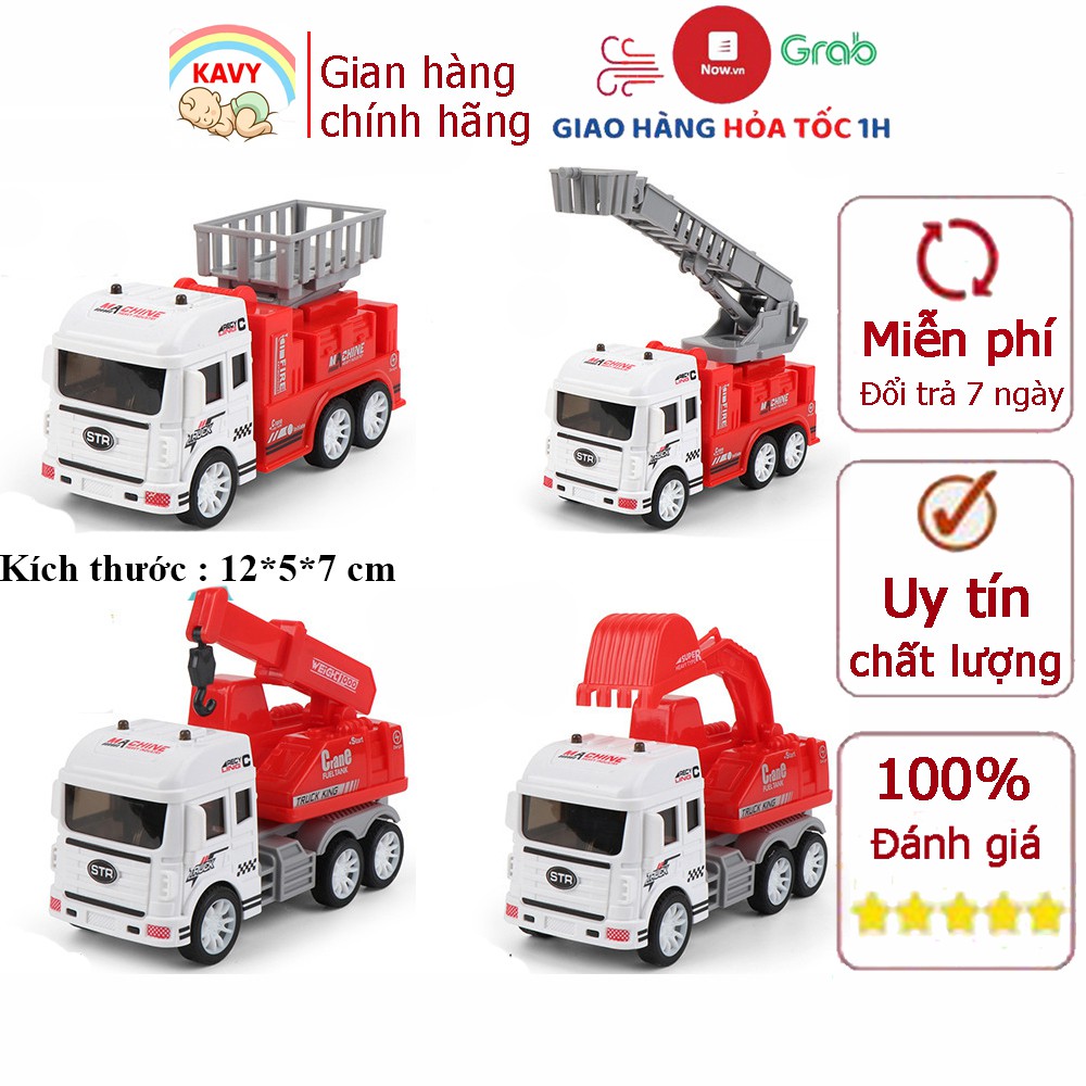 Bộ đồ chơi xe cứu hỏa  KAVY cho bé gồm 4 chiếc với các chi tiết chuyển động tăng trí tưởng tượng, phát huy trí tuệ