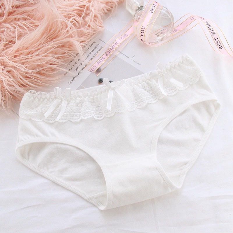 Quần Lót Nữ ❤️FREESHIP❤️ Quần Lót Nữ Cotton Đẹp kháng khuẩn 100% viền bèo đính nơ điệu đà được chọn màu mẫu A30