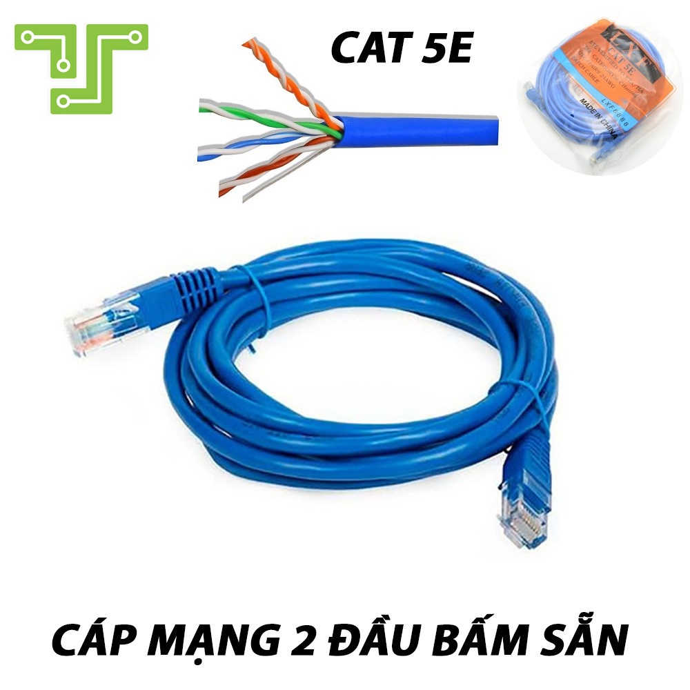 Dây mạng - Cable Lan UTP Cat5 1.5m - 3m - 5m - 10m - 15m - 20m - 25m - 30m - 40m - 50m (đúc sẵn 2 đầu)