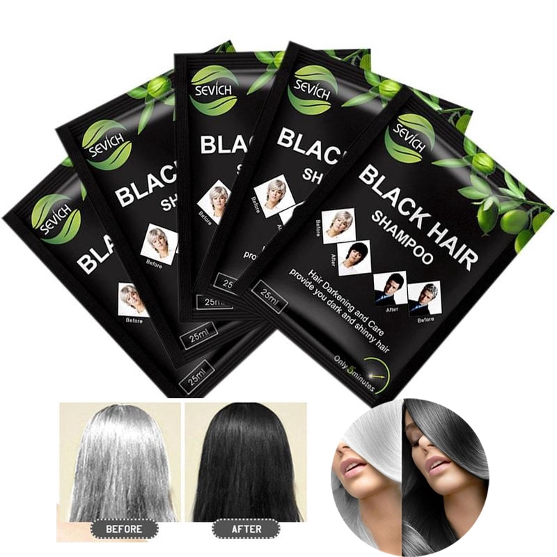 Set 5/ 10 gói dầu gội SEVICH thảo mộc tự nhiên làm đen tóc tức thì trong 5 phút