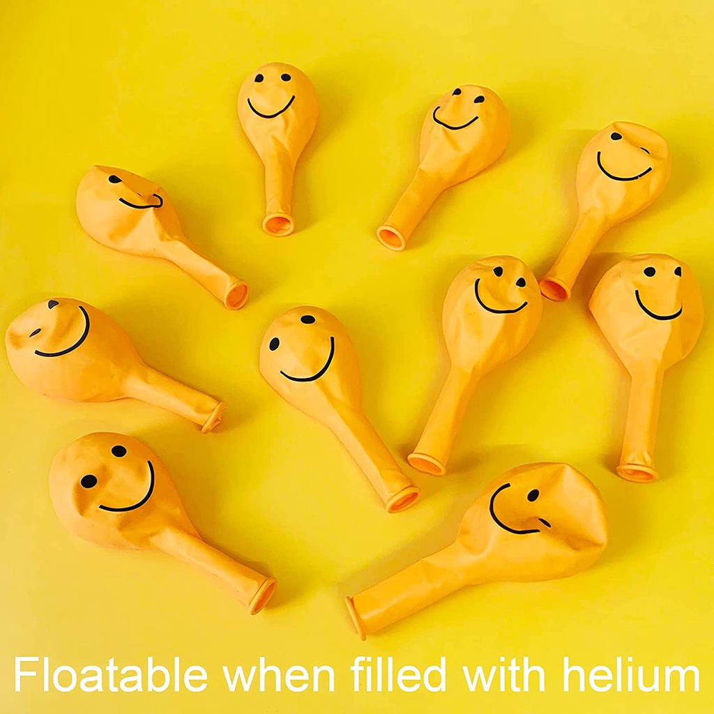 Set 10 Bong Bóng Cao Su 12 Inch Hình Mặt Cười Dùng Trang Trí Tiệc