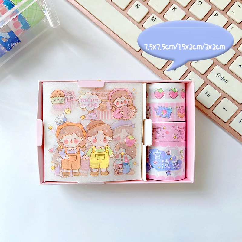 Sticker trang trí sổ SOSAMA set sticker và băng dính sticker trang trí sổ họa tiết hoạt hình vui nhộn SS-001413