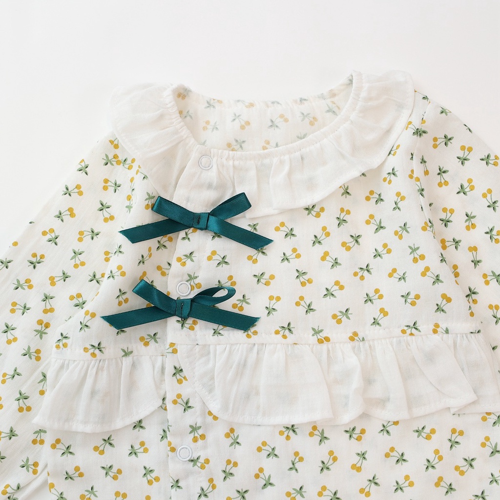 Romper Sanlutoz từ cotton dài tay cho bé gái sơ sinh
