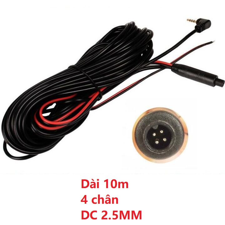 Bộ dây 10m kết nối camera hành trình và camera lùi, jack 2.5mm, 4 chân. Thương hiệu Phisung