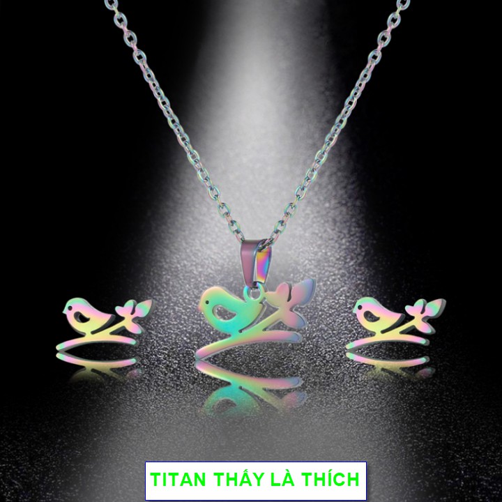 Bộ trang sức nhỏ mặt chú chim non xinh lung linh cho nữ - Hàng titan màu sắc bóng bền đẹp - Cam kết 1 đổi 1 nếu đen