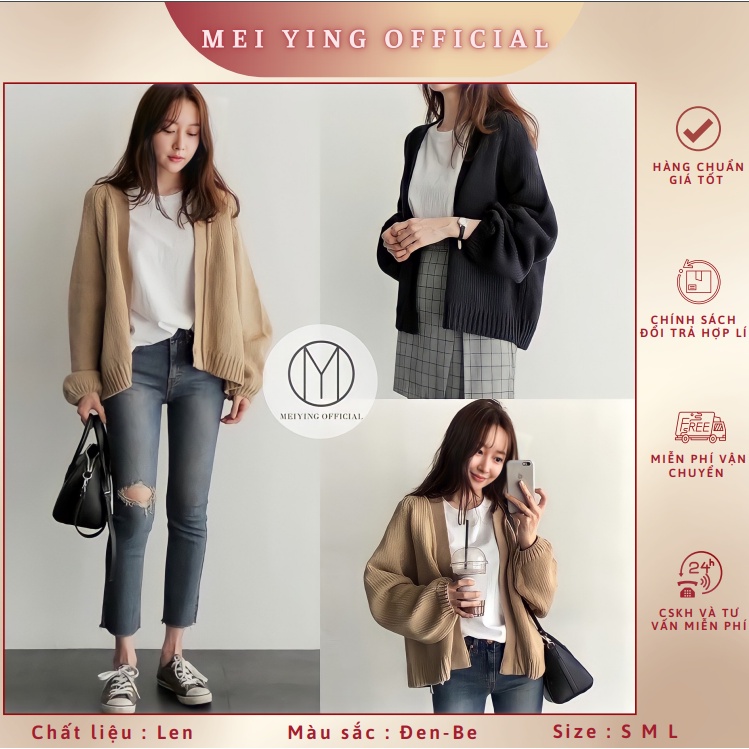 Áo khoác cardigan dệt kim tay dài dáng rộng cho nữ, phong cách Hàn Quốc. Áo khoác len dài tay