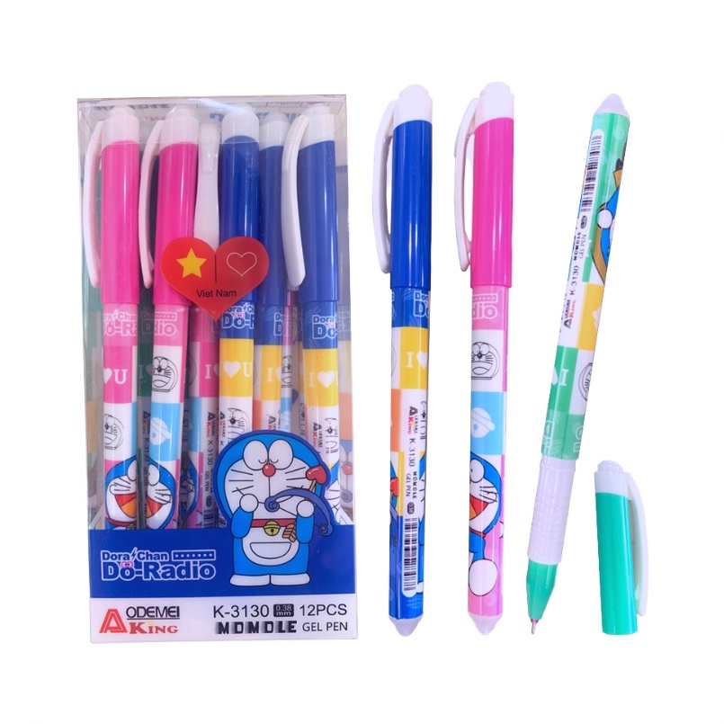 Hộp 12 cây bút Gel Bôi Xóa được Aodemei  hình Doremon dễ thương