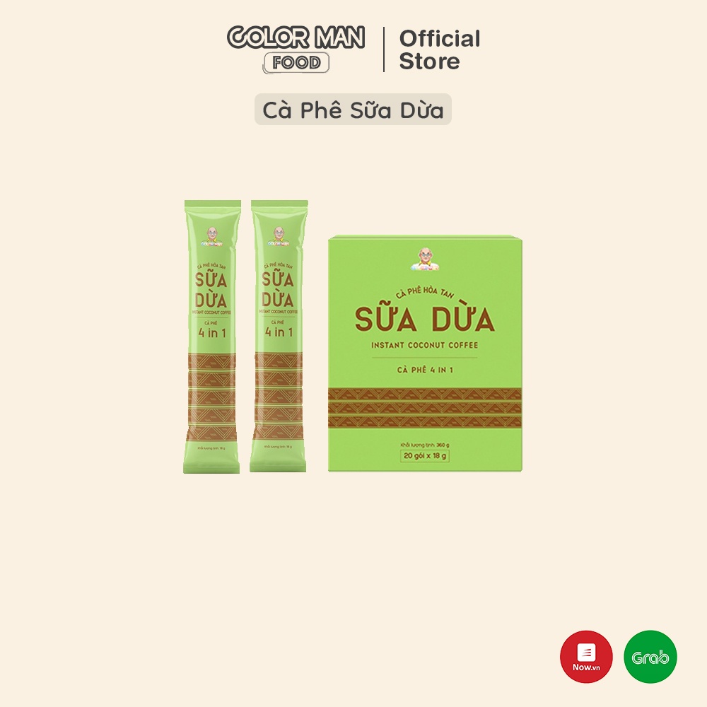 [DATE 27/4/24]Cà Phê Sữa Dừa COLOR MAN 360G (18g x 20 Gói)
