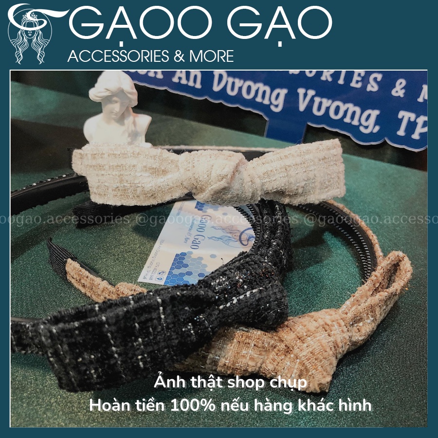 Cài tóc nơ chất dạ có răng cưa giữ tóc chắc chắn, băng đô bản nhỏ nơ lệch kết hợp set đồ dạ cho nữ [gaoogao.accessories]