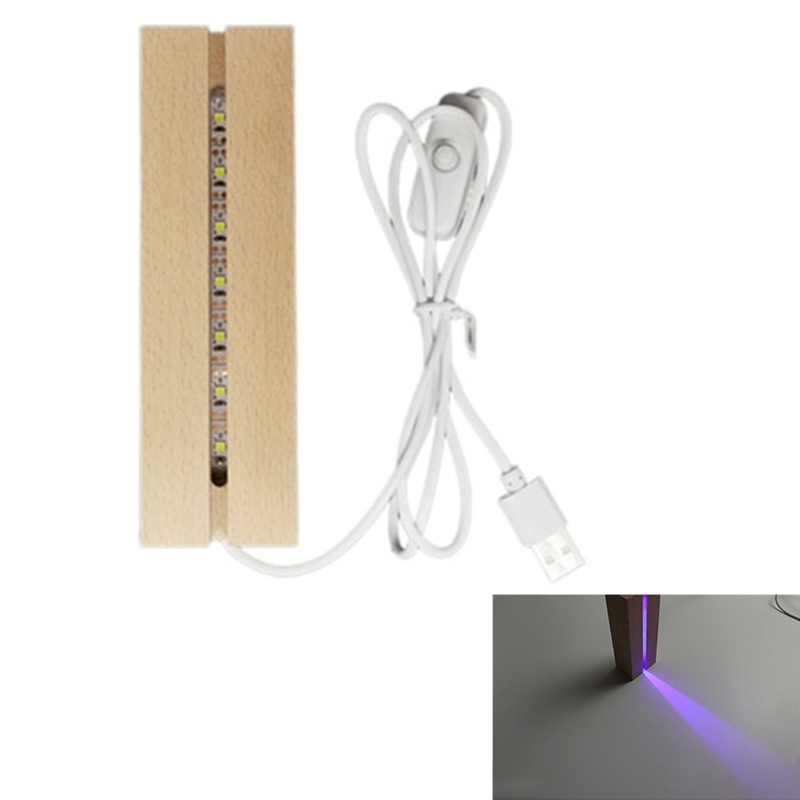 Đế Gỗ Trưng Bày Trang Sức Hình Chữ Nhật Có Đèn Led