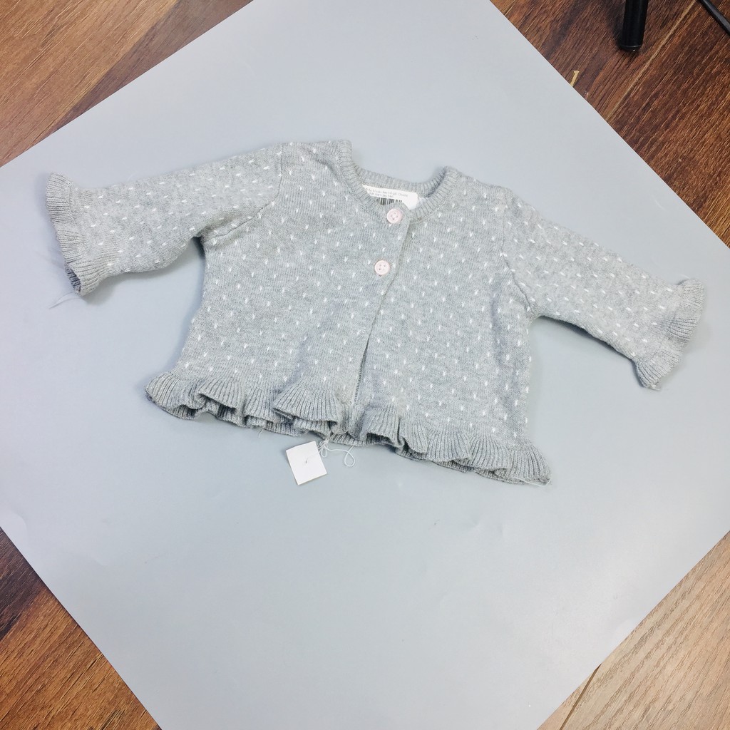 [NB] Áo khoác len bé gái Obaibi - NB xám tay bèo