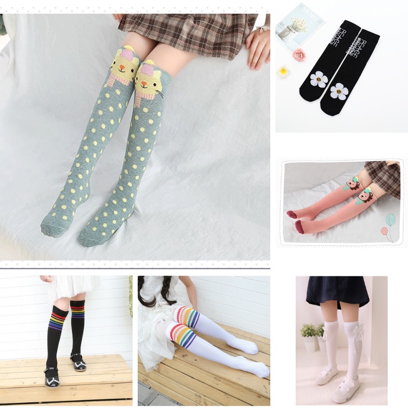 Vớ tất dài nhiều mẫu đến đầu gối cho bé gái kiểu Hàn Quốc từ 4 đến 12 tuổi Kat Kids