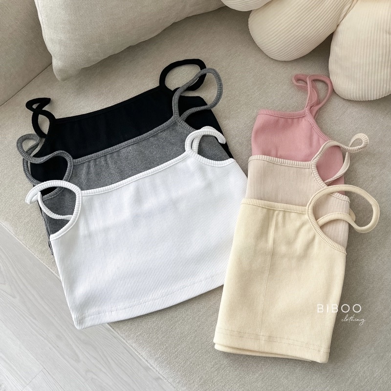 BIBOO - Áo 2 dây croptop ôm body MINI TOP chất liệu thun gân cotton thấm hút mồ hôi