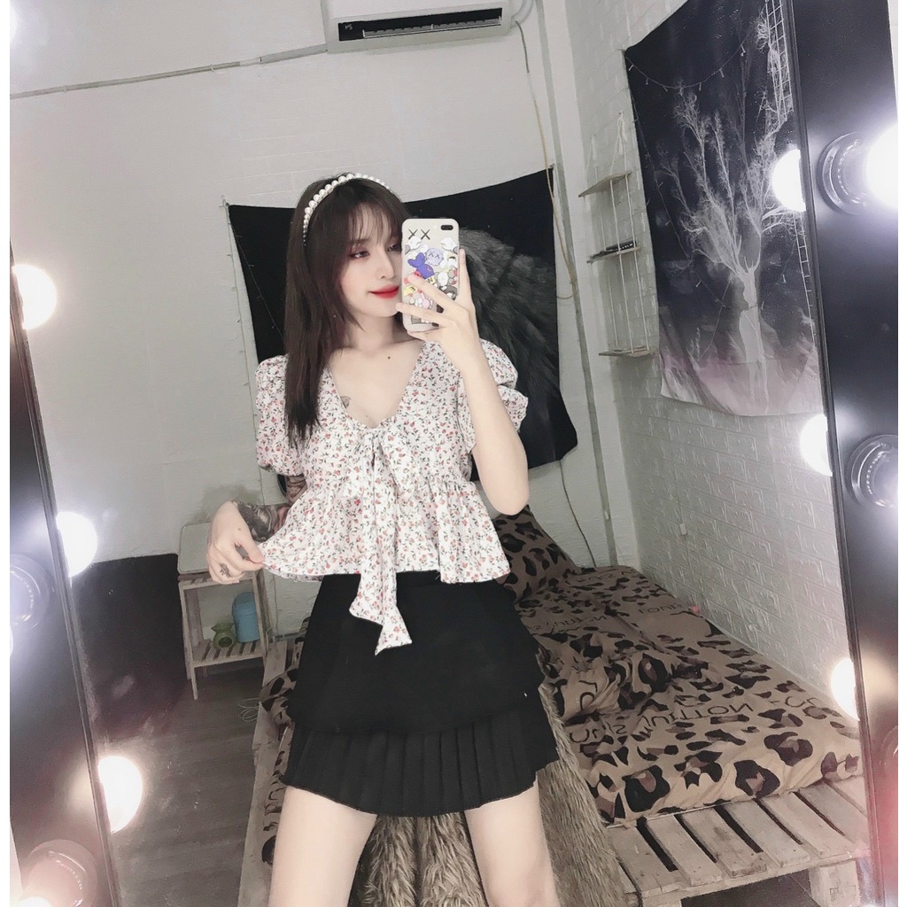 áo hoa bbd nơ ngực ảnh thật xinh xinh