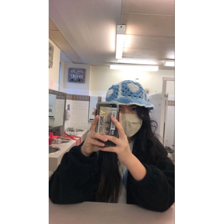 Nón len granny hat crochet