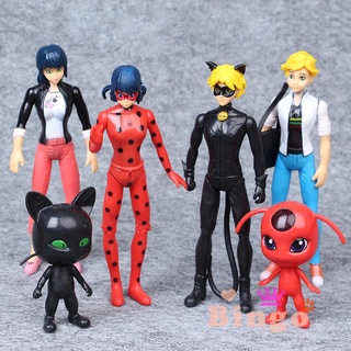 Mới Set 6 Mô Hình Nhân Vật Miraculous Ladybug Cat Noir Adrien Marinette 7-12cm