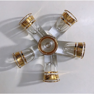 Bộ 6 chén nhỏ pha lê SÉC khảm vàng cao cấp