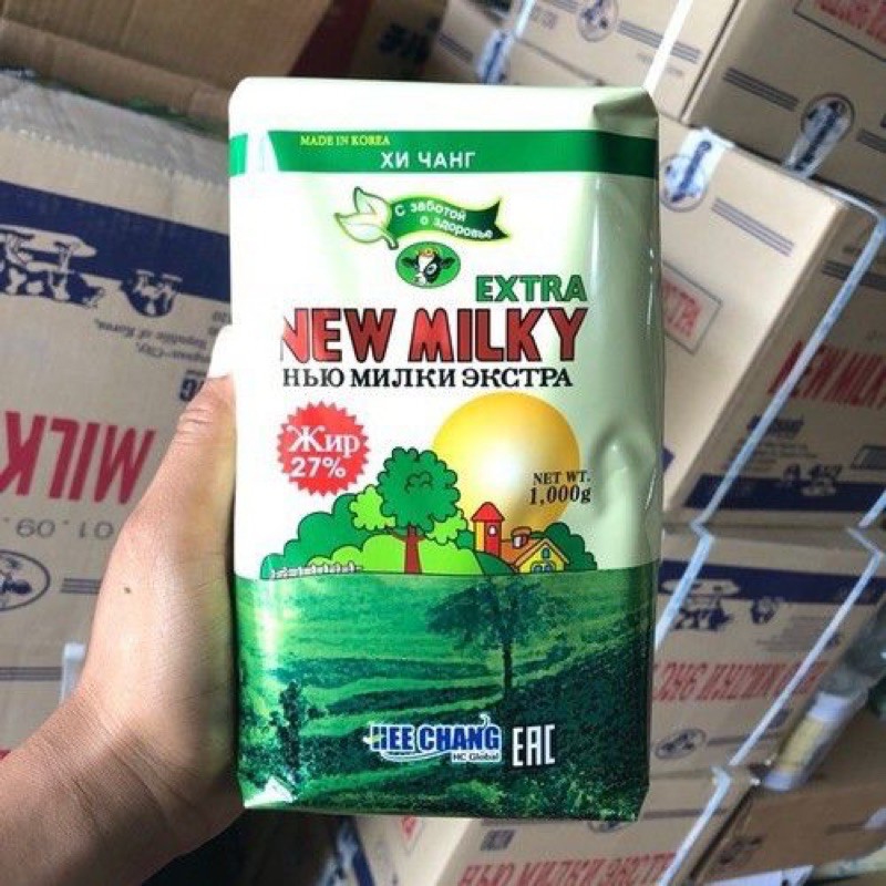 SỈ/LẺ, DATE MỚI T1/2023 SỮA BÉO NGA NEW EXTRA MILKY -1KG - TÚI - NGA