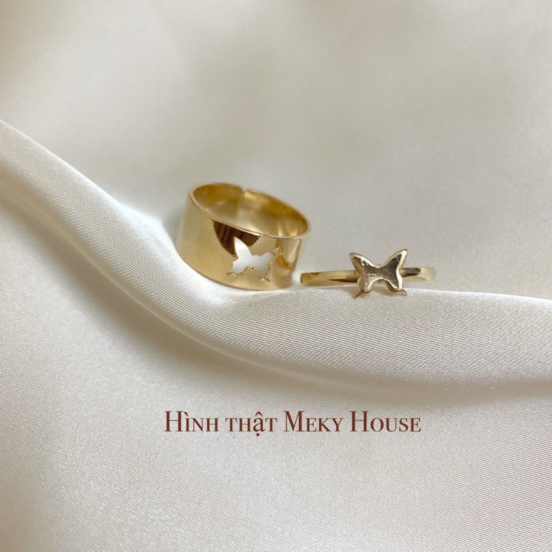 (Kèm hình thật) Set nhẫn đeo tay 2 chiếc kim loại họa tiết đa dạng