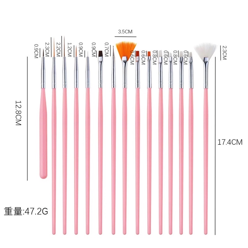 Set 15 cọ vẽ móng nail