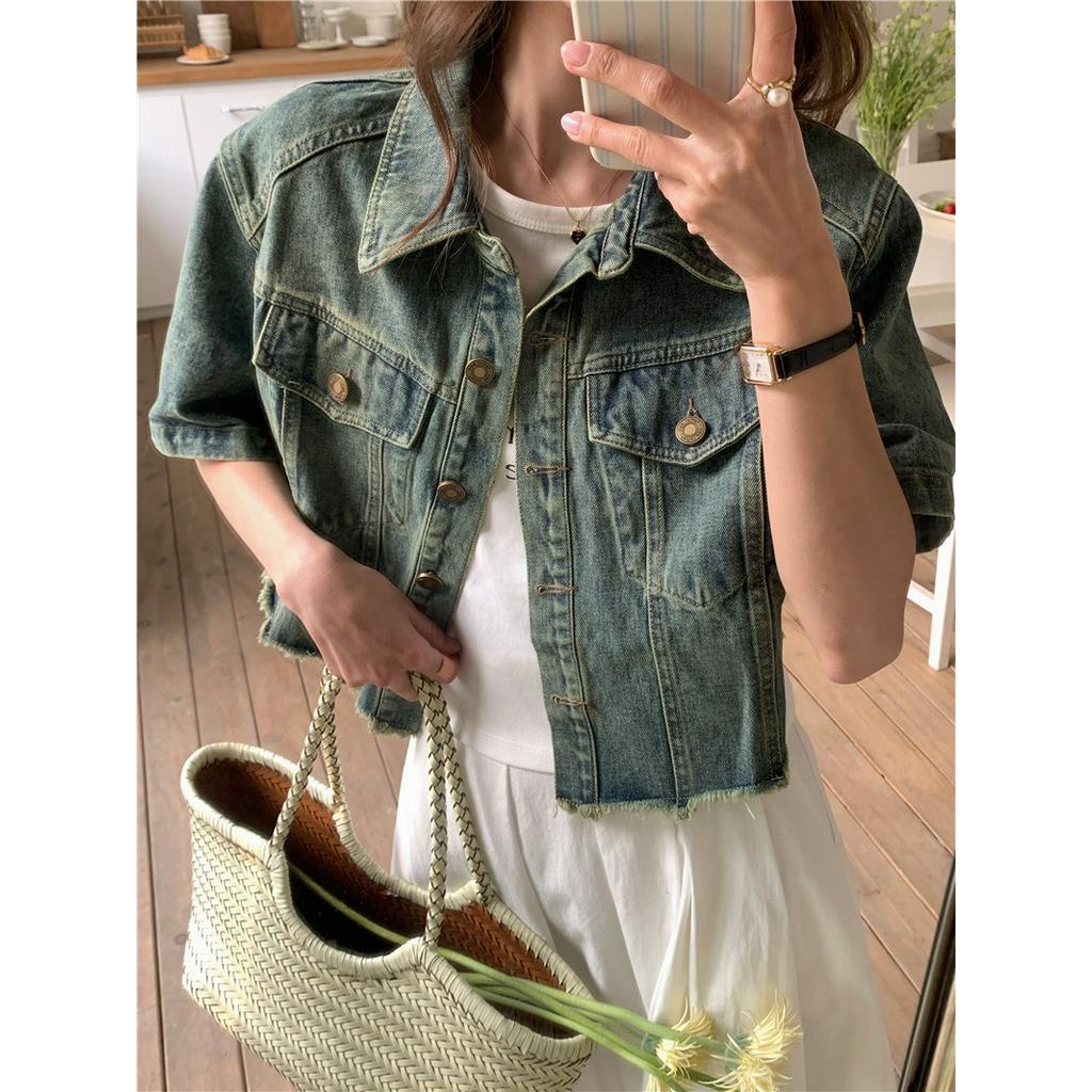 Áo Khoác Denim Dáng Ngắn Phong Cách Hàn Quốc Cổ Điển 63635