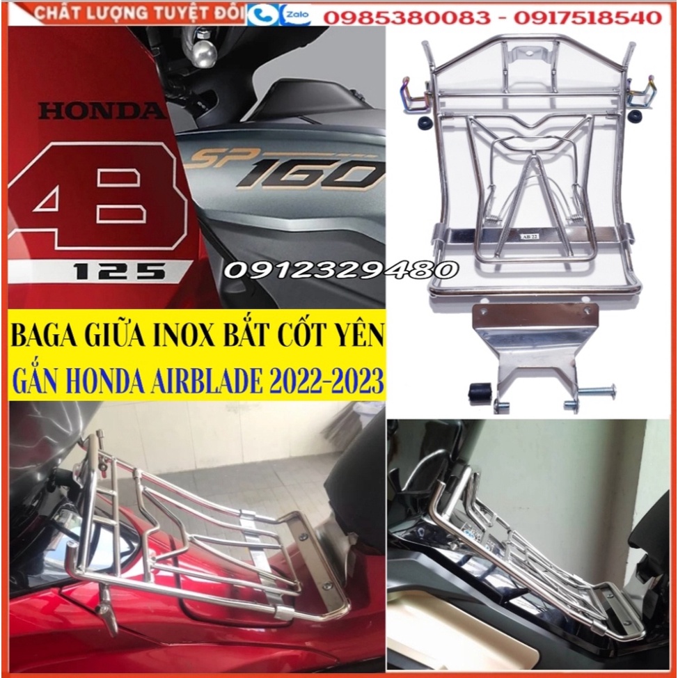 Baga Giữa AB 2022 Mới, AB 2023, AB 160cc, AB125cc- Mẫu Bắt Yên INOX Dày 10 Ly